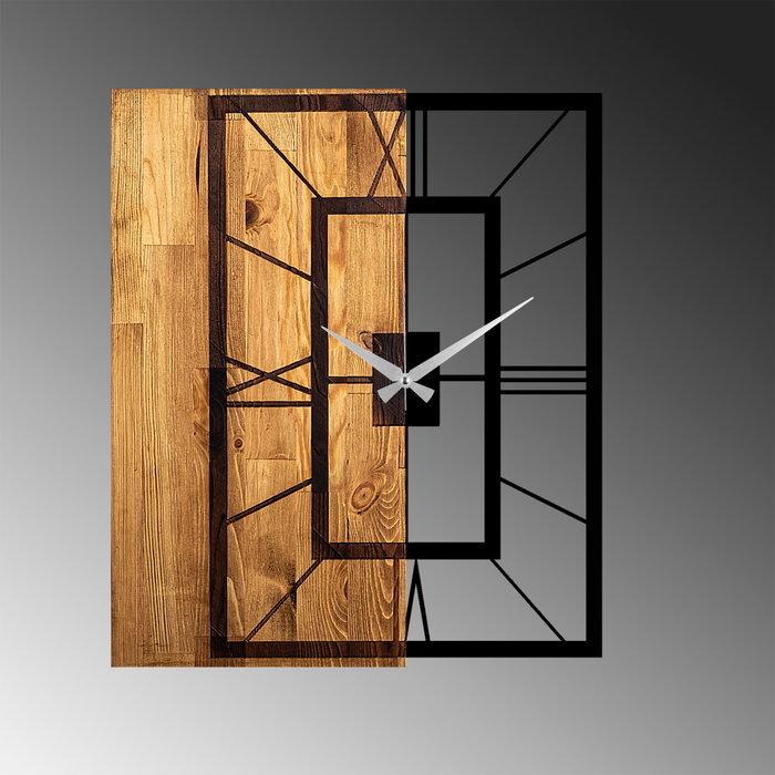 Wallity Wooden Clock 37 Nogal claro y negro